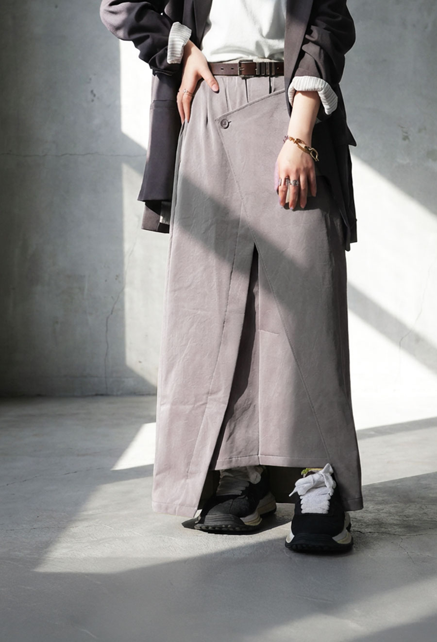 ネオレザー スカート レディース ロング丈 スリット 送料無料・メール