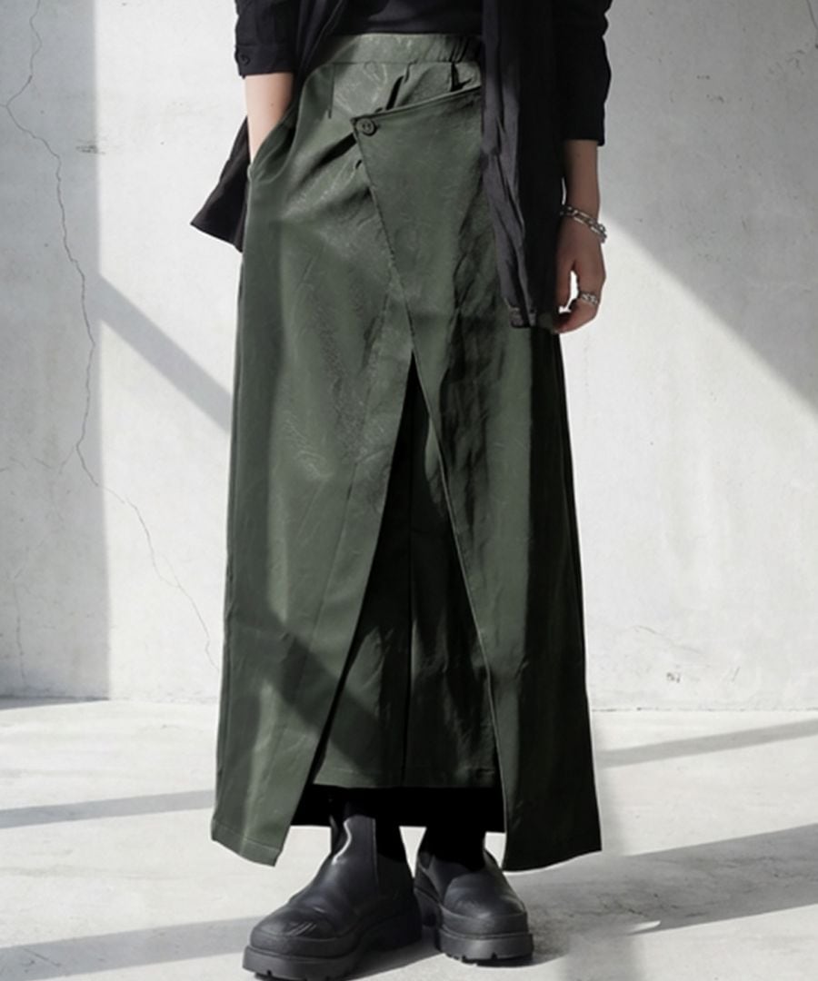 ネオレザー スカート レディース ロング丈 スリット 送料無料・メール