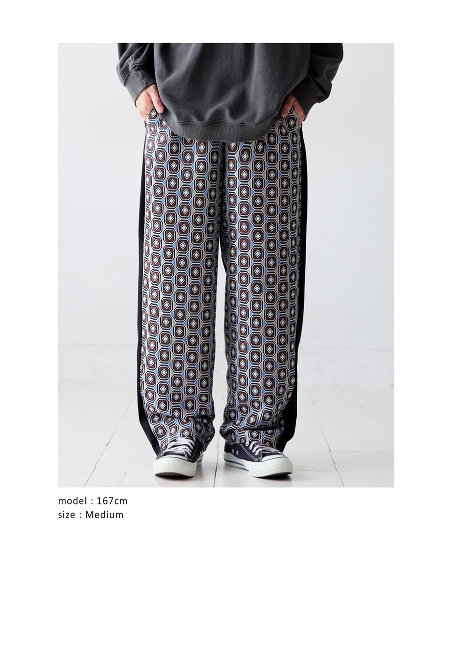 幾何学柄 切替イージーパンツ メンズ ボトムス 送料無料・メール便不可
