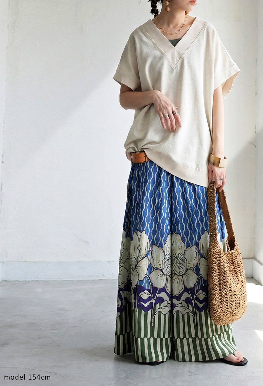 リネン混 Vネック 無地 ベスト レディース ルーズ・(500)メール便可