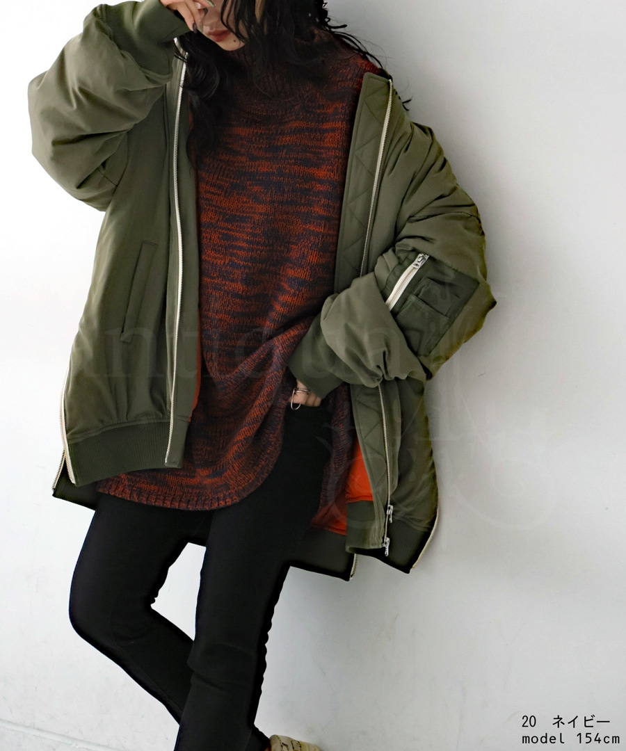 ミックスカラー ハイネックニット ニット レディース 長袖・メール便