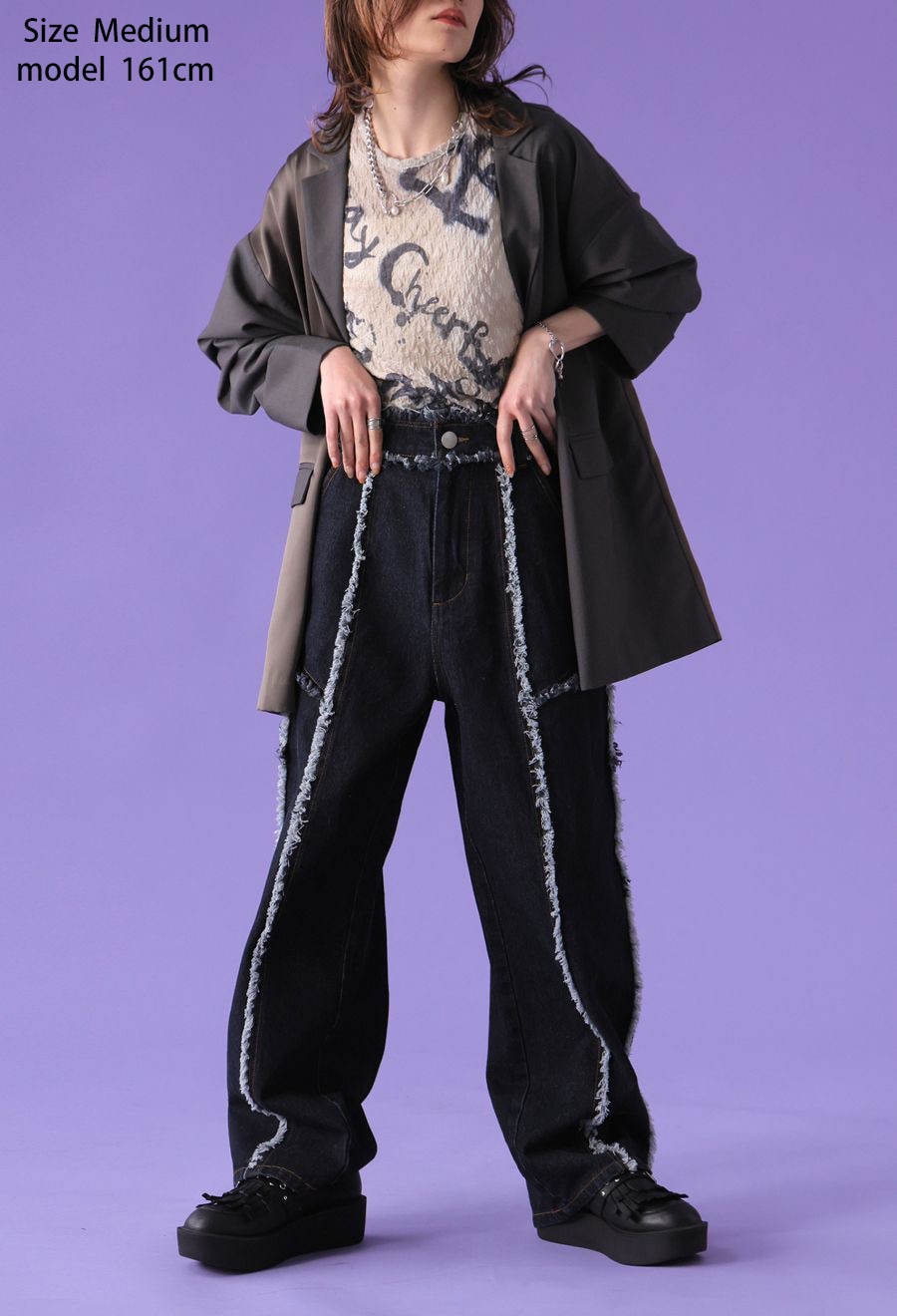 ANTIMID ブラックデニムパンツ Lサイズ antiqua スキニーデニム デニム レディース パンツ ボトムス