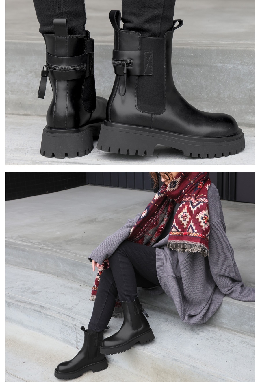 再入荷予定有!本革 サイドゴア ショートブーツ レディース 厚底 送料