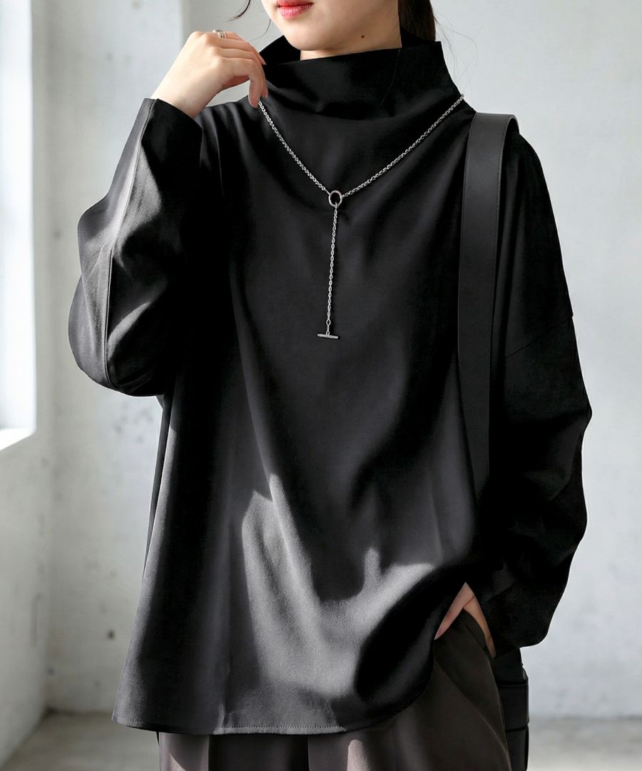 ハイネック トップス レディース 長袖 プルオーバー 送料無料・(100