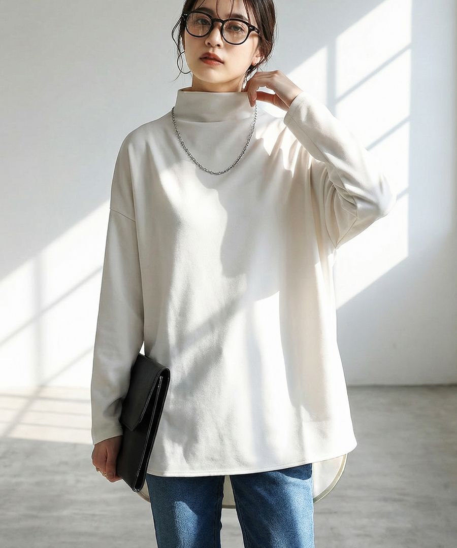 ハイネック トップス レディース 長袖 プルオーバー 送料無料・(100