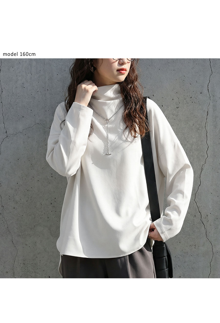 ハイネック トップス レディース 長袖 プルオーバー 送料無料・(100