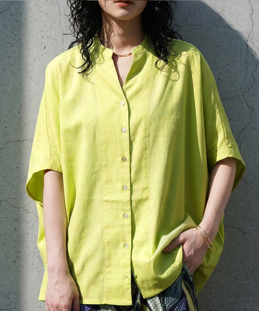 【YELLOW】リネン ドルマン シャツ コットンリネンドルマンスリーブシャツ（シャツ／ブラウス）｜Spick