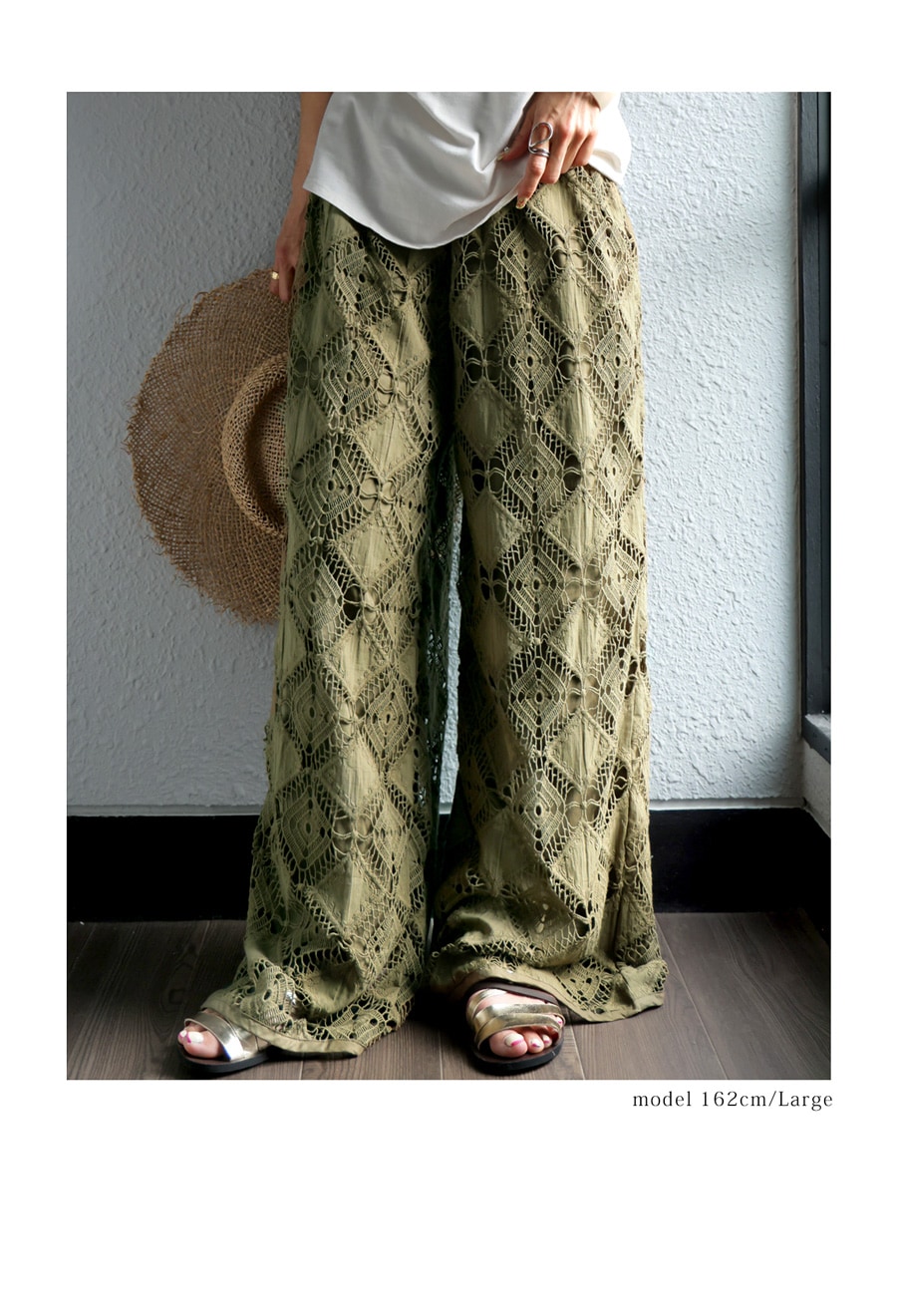 レース刺繍パンツ レディース パンツ 綿100% 送料無料・6月13日0