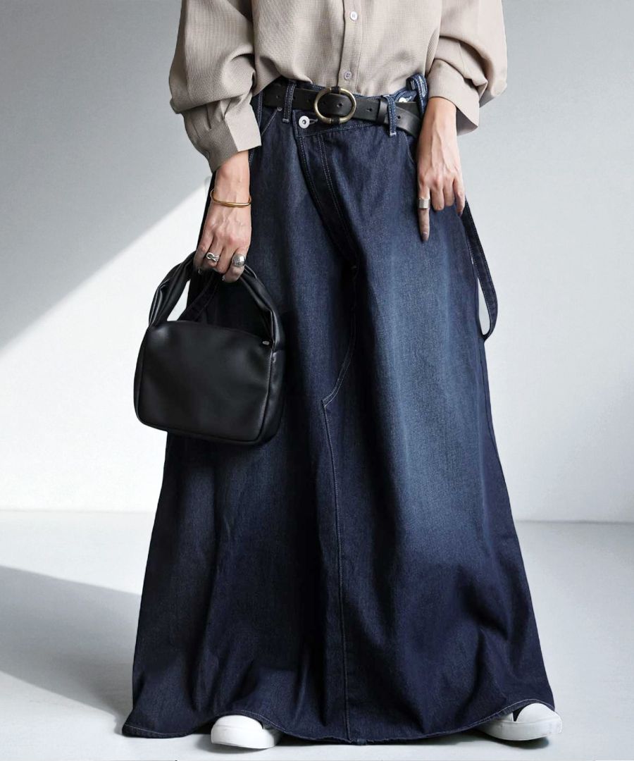 デニム サロペットスカート レディース ロング 無地 送料無料・メール