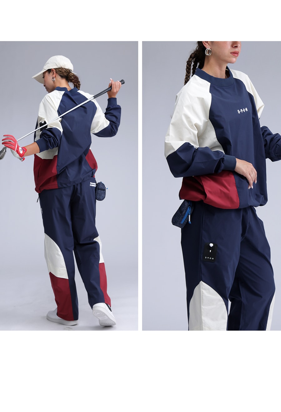 STCH 2点セット 予約：10月上旬納期】ANTIQUA GOLF×STCH 配色プルオーバー 送料