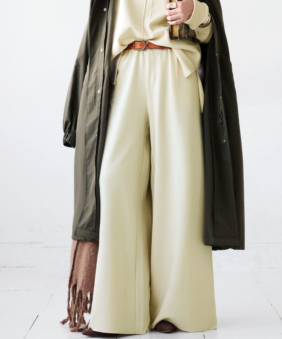 裏起毛 ジョーゼット ワイドパンツ レディース パンツ 送料無料