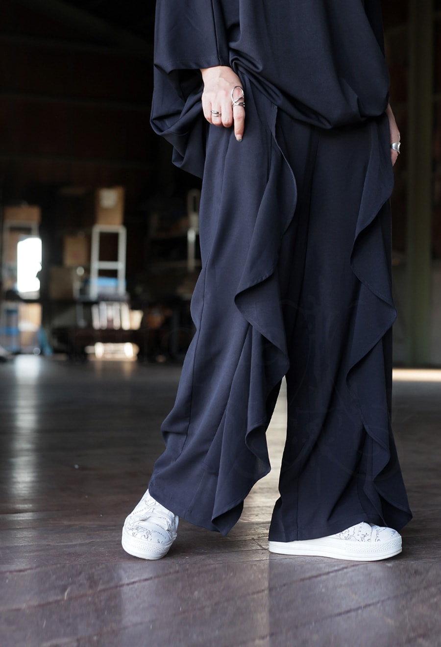 フリルパンツ パンツ レディース ボトムス ロング 送料無料・(500