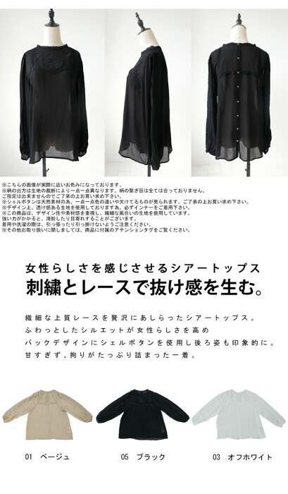 antiqua 刺繍シアートップス　ブラック 刺繍シアートップス ブラウス レディース トップス 送料無料・再再販