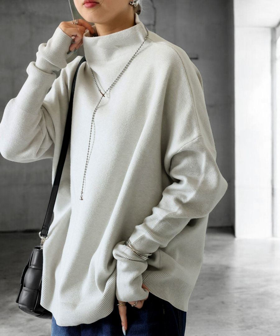 未使用級★tumugu★ウール アンゴラ ボアプルオーバー★ボトルネック ニット クリアランスバーゲン10％OFF！4日10時迄】ボトルネックニット