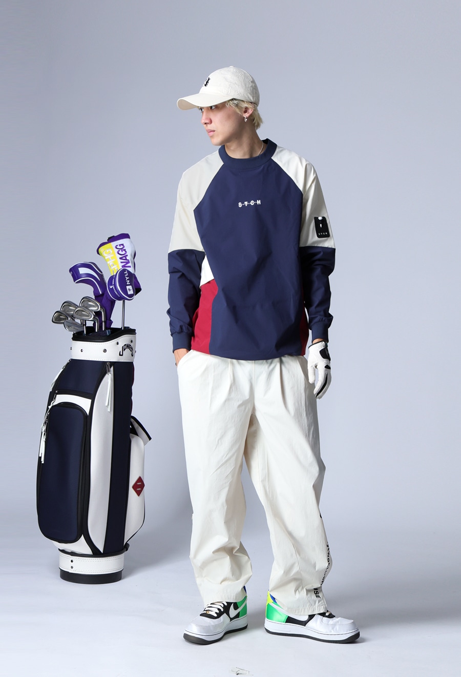 ANTIQUA GOLF×STCH 配色プルオーバー 送料無料・(100)メール便可