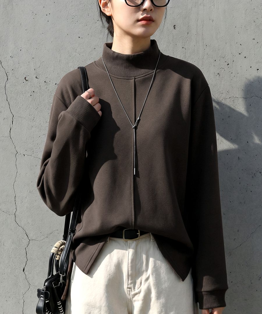 モックネック プルオーバー レディース トップス 裏起毛 送料無料