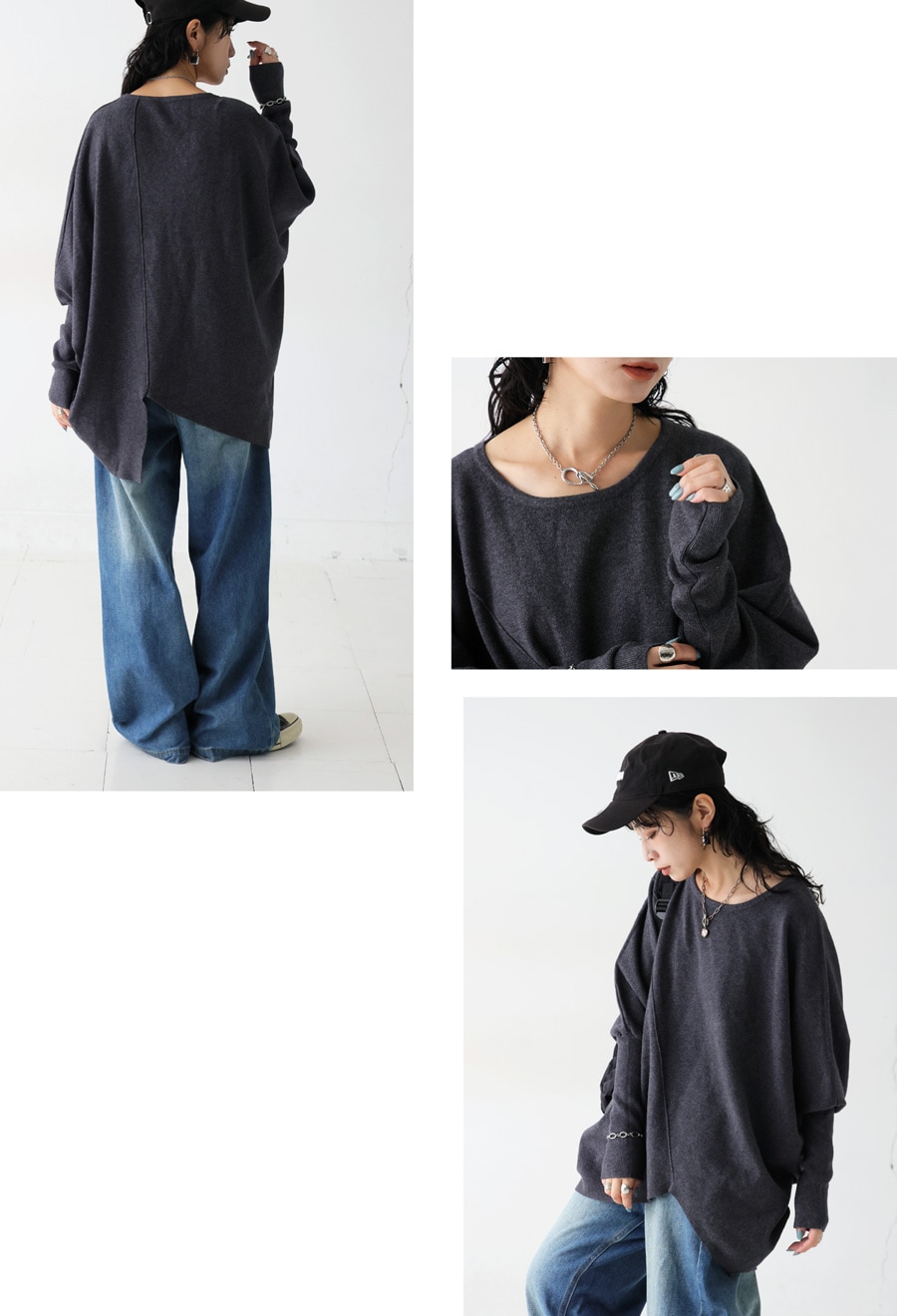 変形 デザインニット レディース 長袖 アシメライン 送料無料・メール