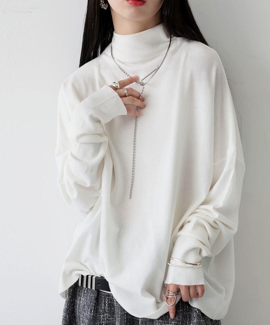 ニット セーター レディース トップス ボトルネック 長袖・(100)メール