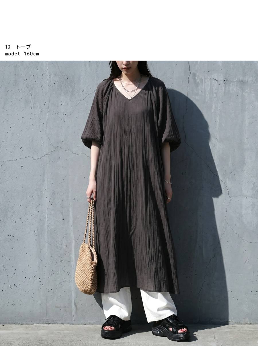 隠して、魅せる。ワンピース レディース 七分袖 ガーゼ ロング 送料