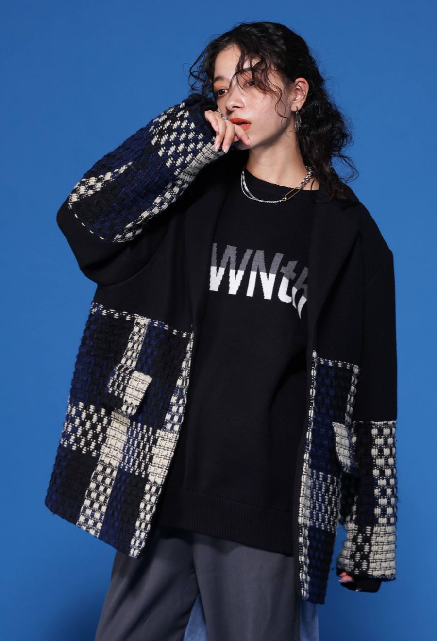 ダブルジャガードロゴニットプルオーバー ユニセックス 送料無料