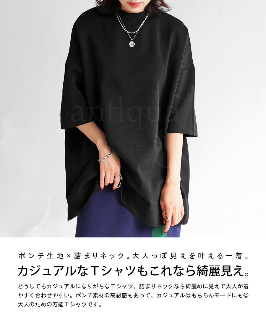 モックネック ポンチTシャツ Tシャツ レディース トップス・(100