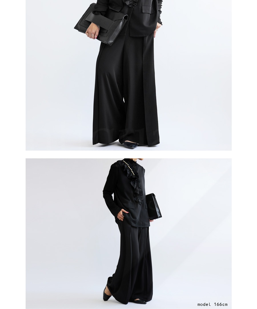 タックワイドパンツ パンツ レディース ボトムス ロング 送料