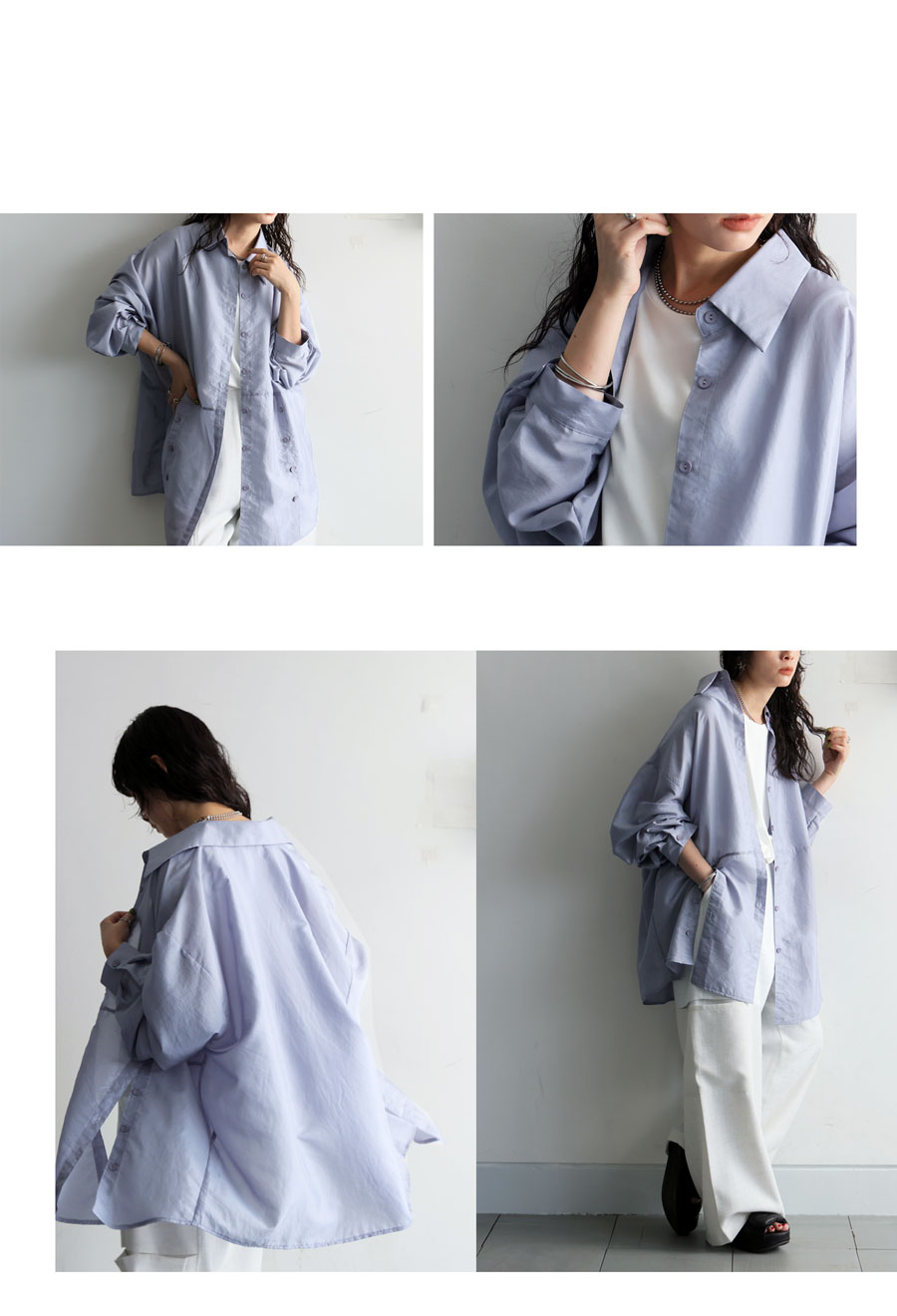 グロスシャツ レディース トップス 長袖 アシメ 送料無料・(50)メール