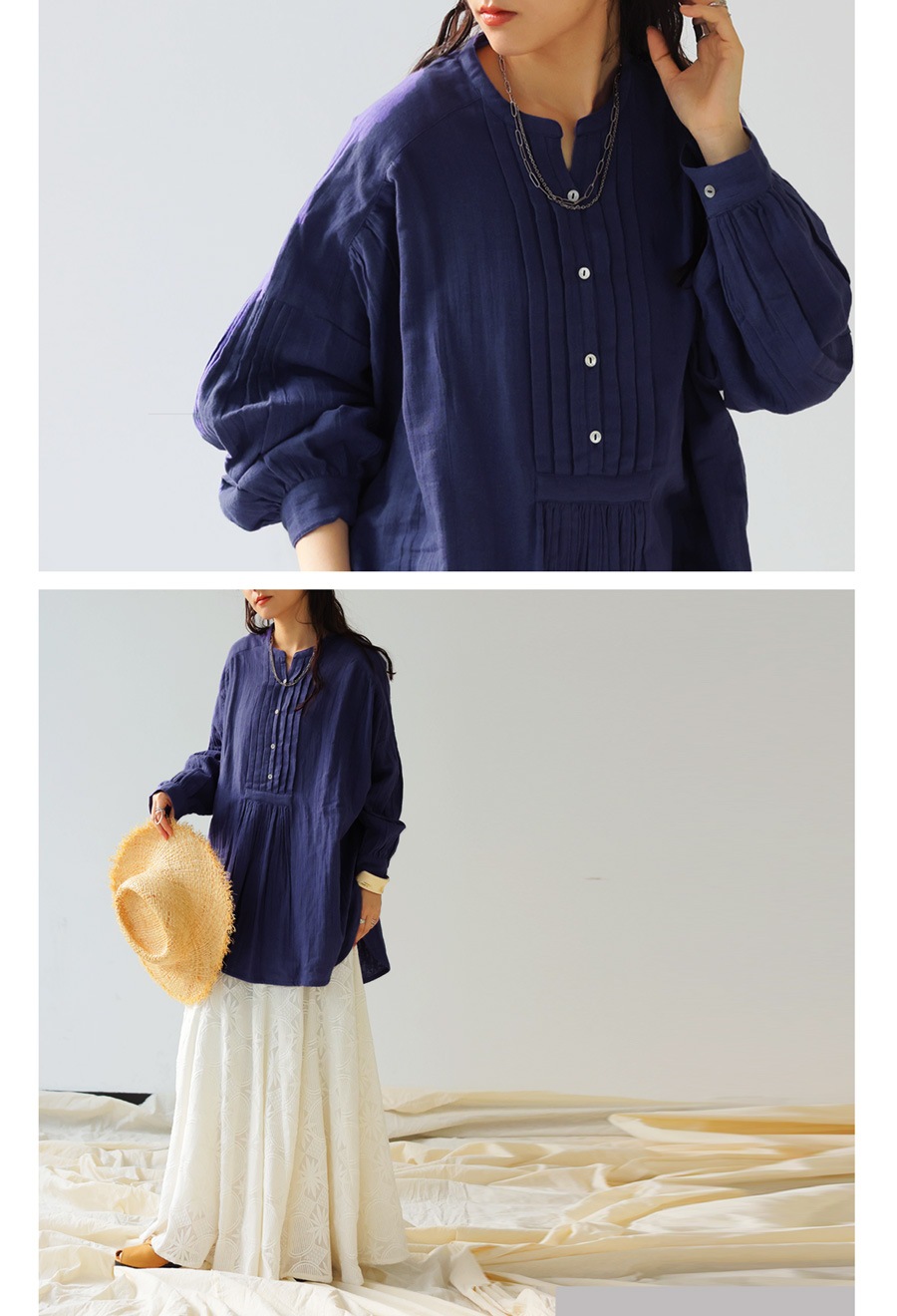 インド綿 プルオーバーブラウス シャツ レディース 送料無料・(500