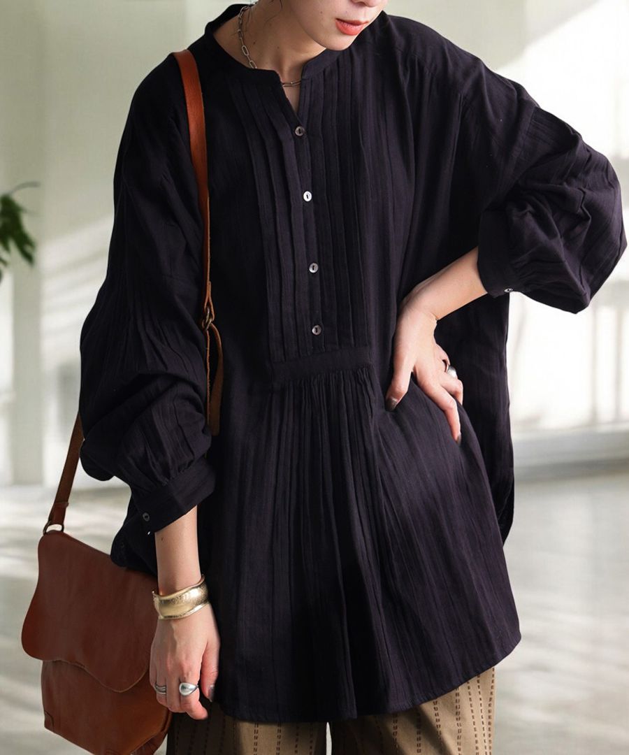 インド綿 プルオーバーブラウス シャツ レディース 送料無料・(500