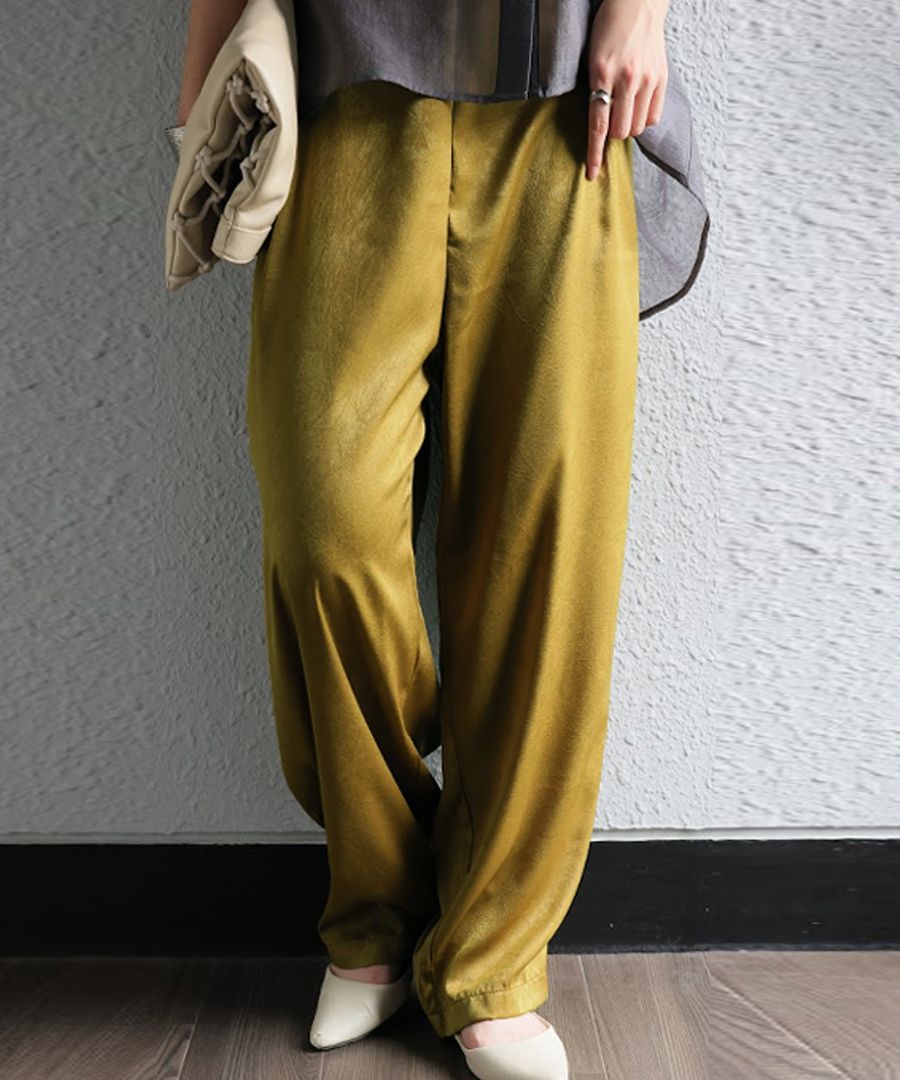 MEER. マットサテンリラックスパンツ　ブルー MEER. マットサテンリラックスパンツ ブルー