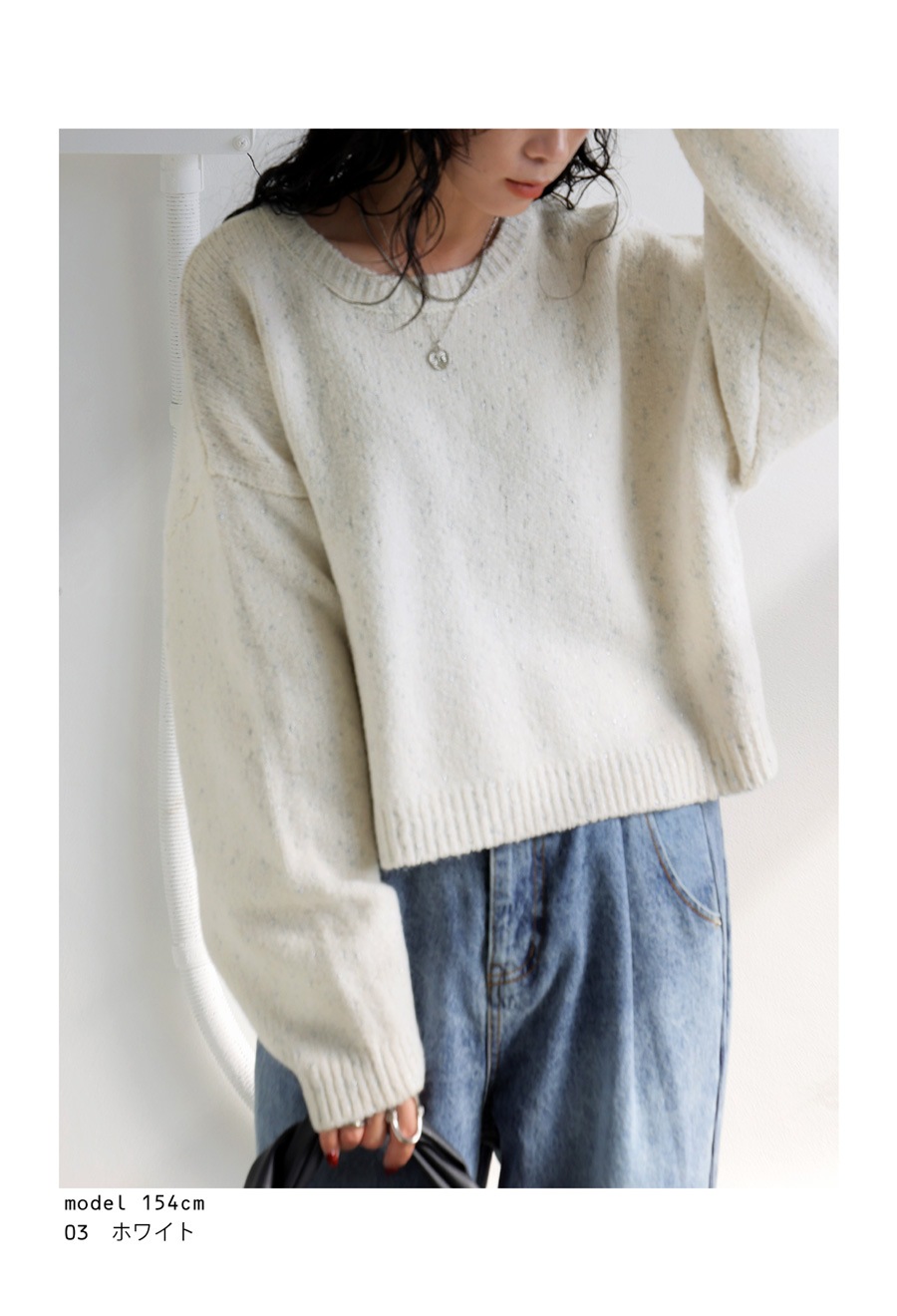 古着 VICTORIA JONES 半袖 ラメニットセーター USA製 レディース