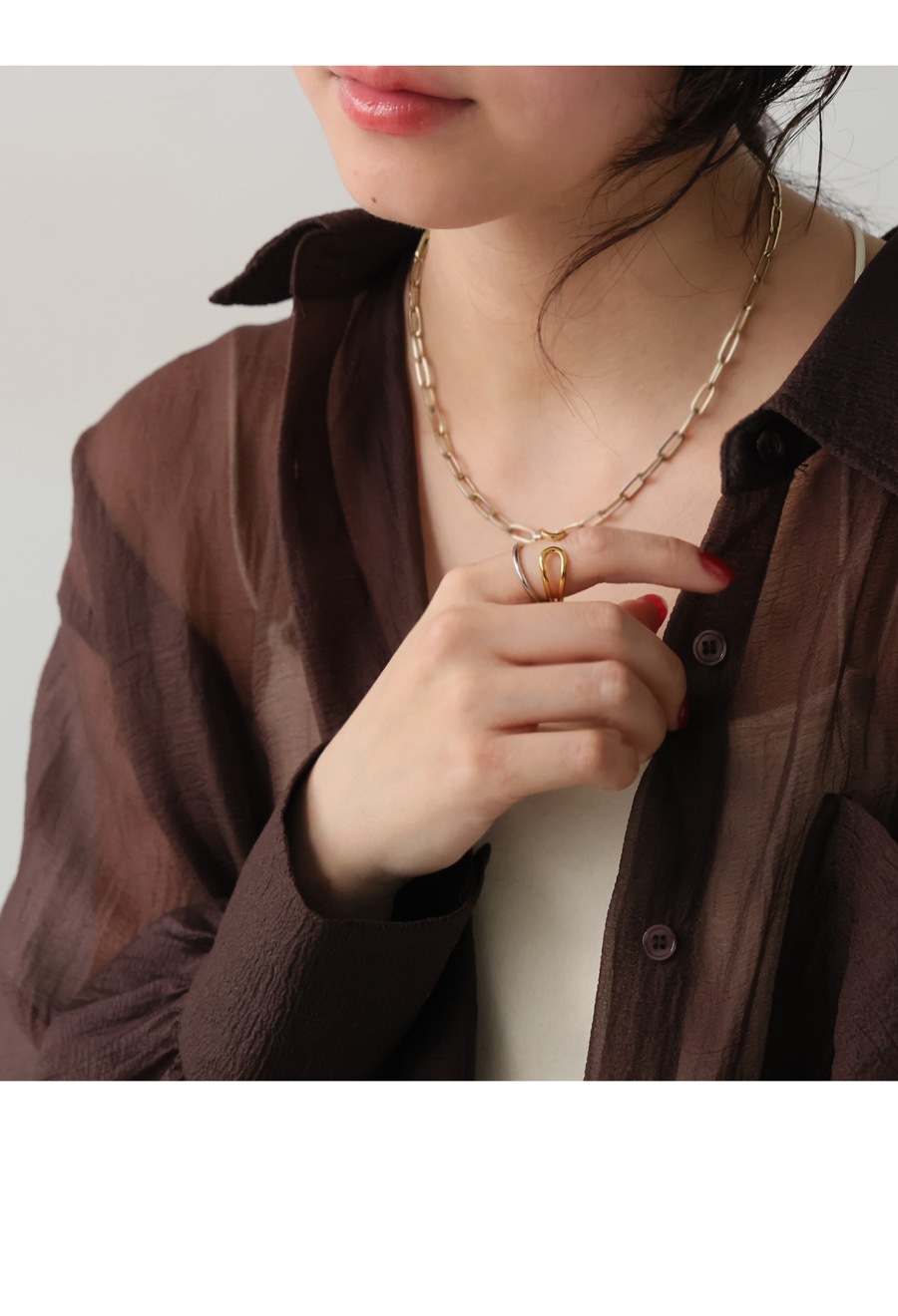 アクセ送料無料 リング 指輪 ゴールド シルバー 重ねづけ風・7月