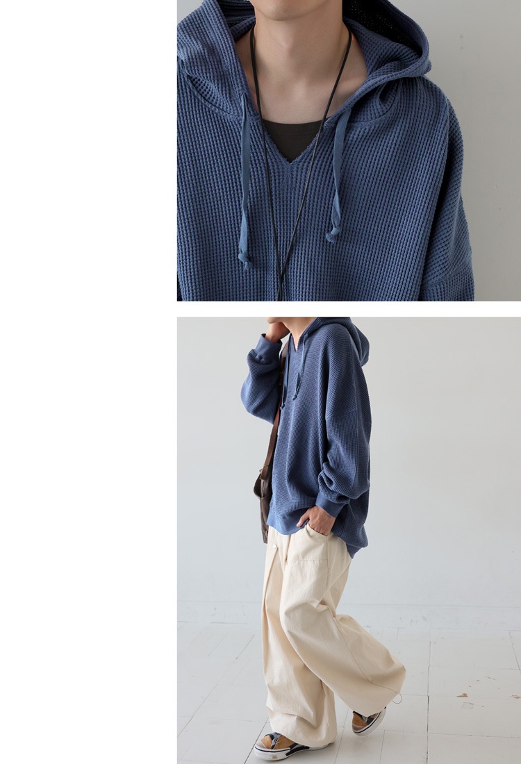 TONO&WAKA出品 ガゼット風ネックフーディー メンズ 鬼ワッフル 長袖 送料無料