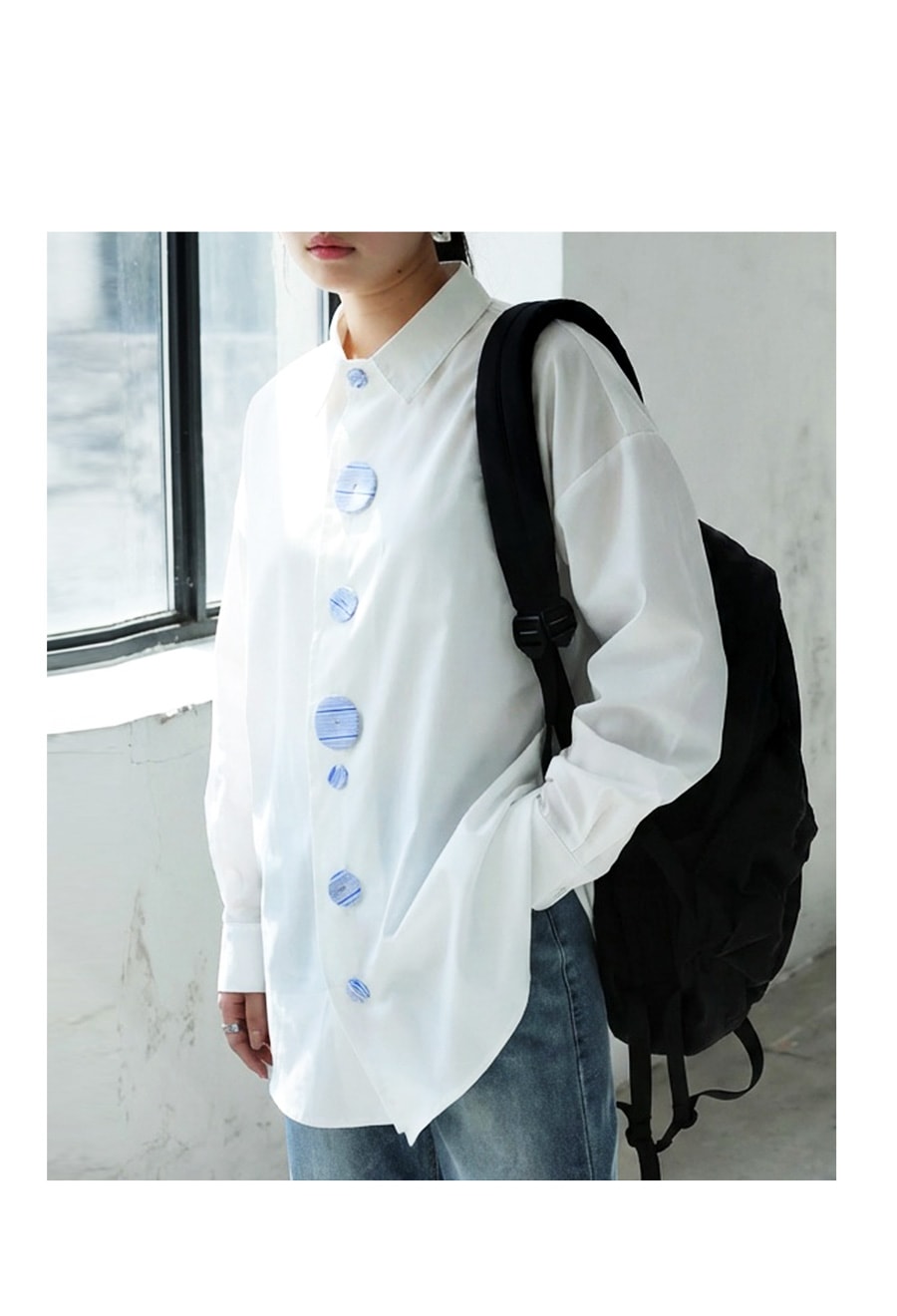 ボタンデザイン シャツ レディース 羽織り 長袖 送料無料・(80)メール