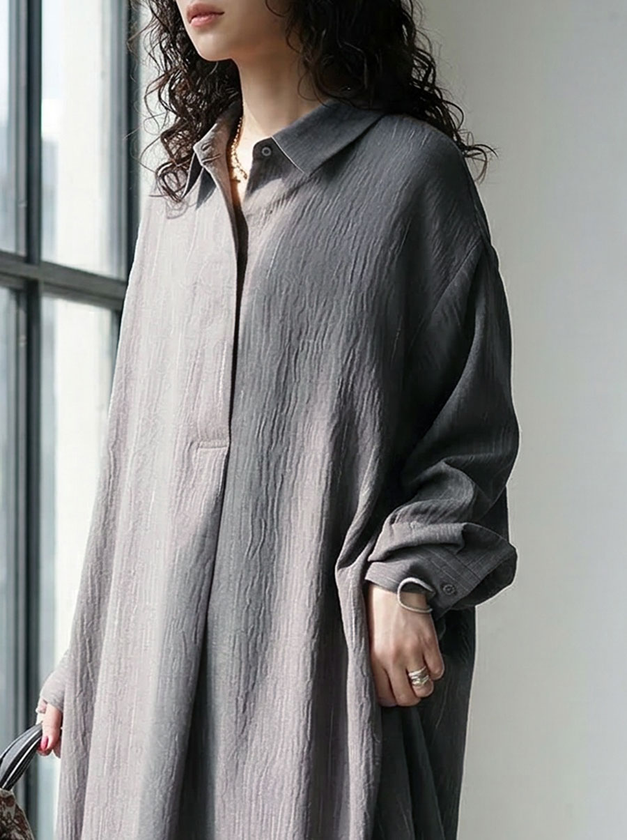 ラフなのに、後ろ姿まで美しい。ワンピース レディース ロング丈 長袖