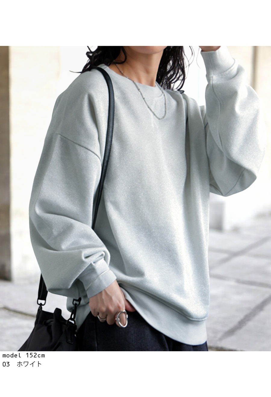 トップス rhinestone crop sweat (gray) ラメ裏毛トップス トレーナー トップス レディース 送料無料・メール便