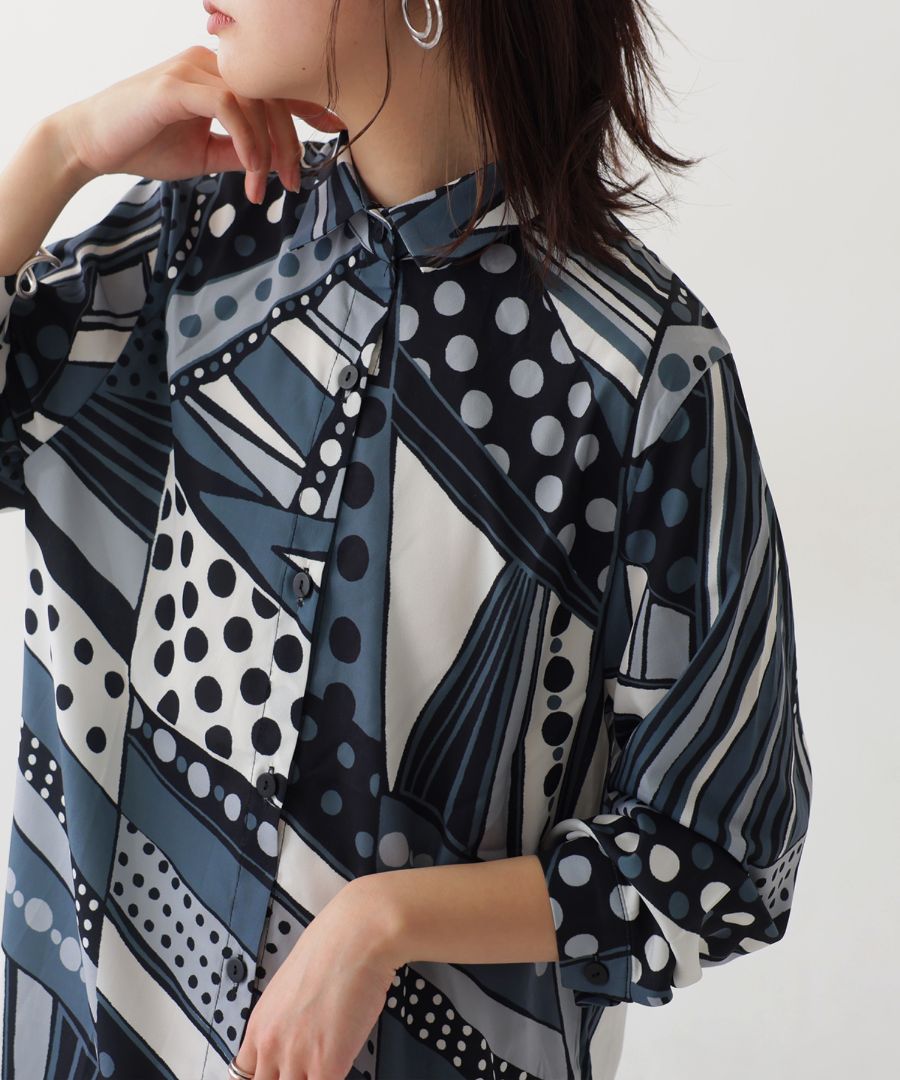 レトロアート柄シャツ シャツ レディース トップス 送料無料