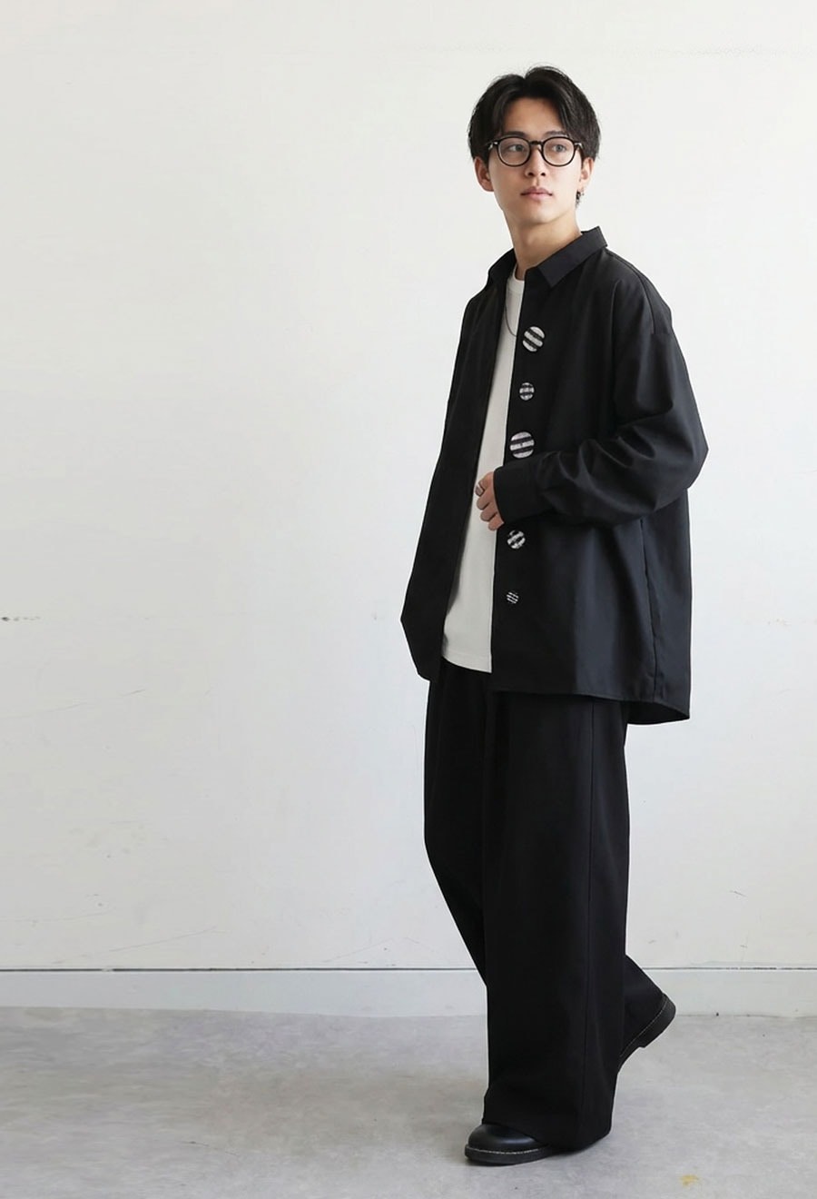 ボタンデザイン シャツ メンズ 羽織り 長袖 送料無料・(80)メール便可