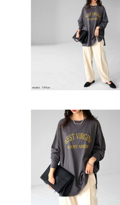 ロゴロンT ロンT レディース トップス Tシャツ 長袖 綿・(100