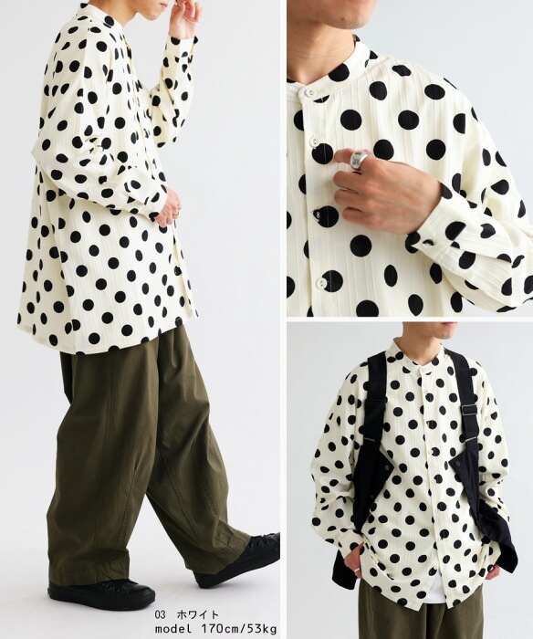 【生産中止】JUN & ROPE ドット柄長袖シャツ 【新品タグ付き】 生産中止】JUN & ROPE ドット柄長袖シャツ 【新品タグ付き】