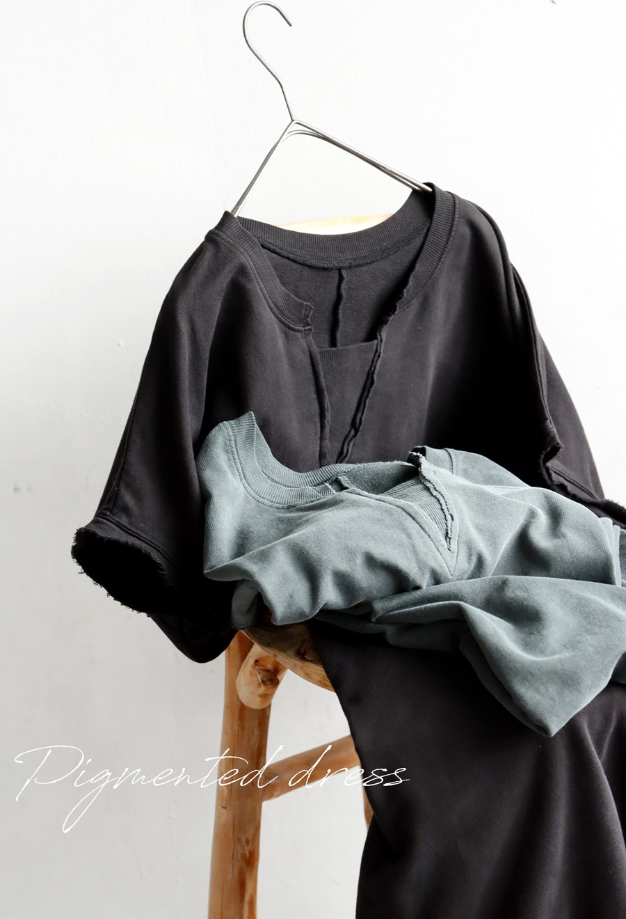 ピグメント加工 ワンピース レディース ロング 半袖 送料無料・メール