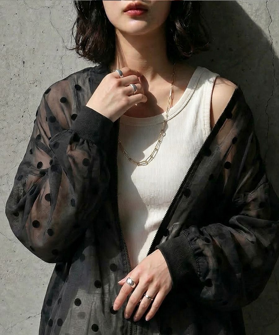 シアードット柄シースルーブルゾン　cygne グレースコンチネンタル シアーラインブルゾン / GRACE CONTINENTAL | GRACE CONTINENTAL