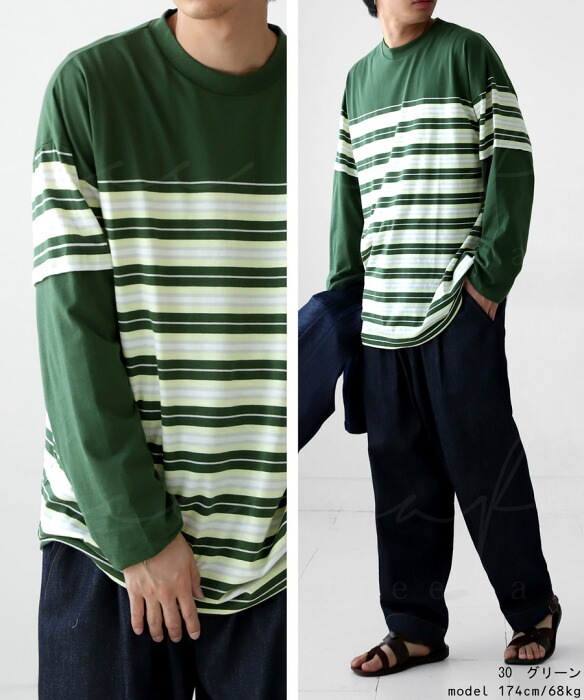 Y's for men ボーダーロンT Y's for men 太ボーダー コットン天竺 丸首長袖(MJ-T79-088)BLK/WHT
