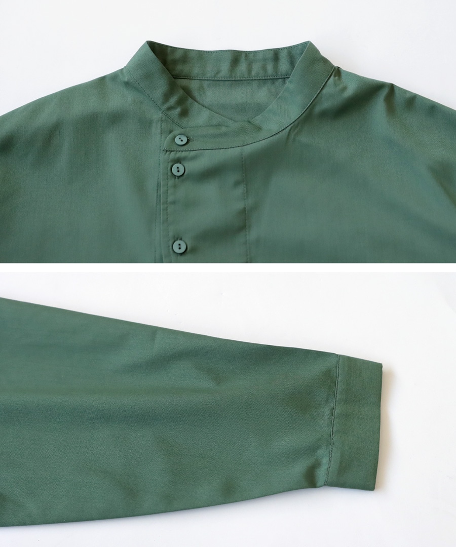 ノーカラーシャツ シャツ メンズ トップス 長袖 無地 送料無料・再販