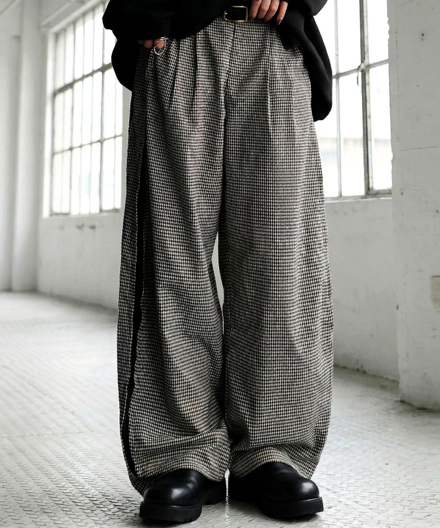 千鳥柄 ワイドパンツ レディース ボトムス パンツ 送料無料・メール便