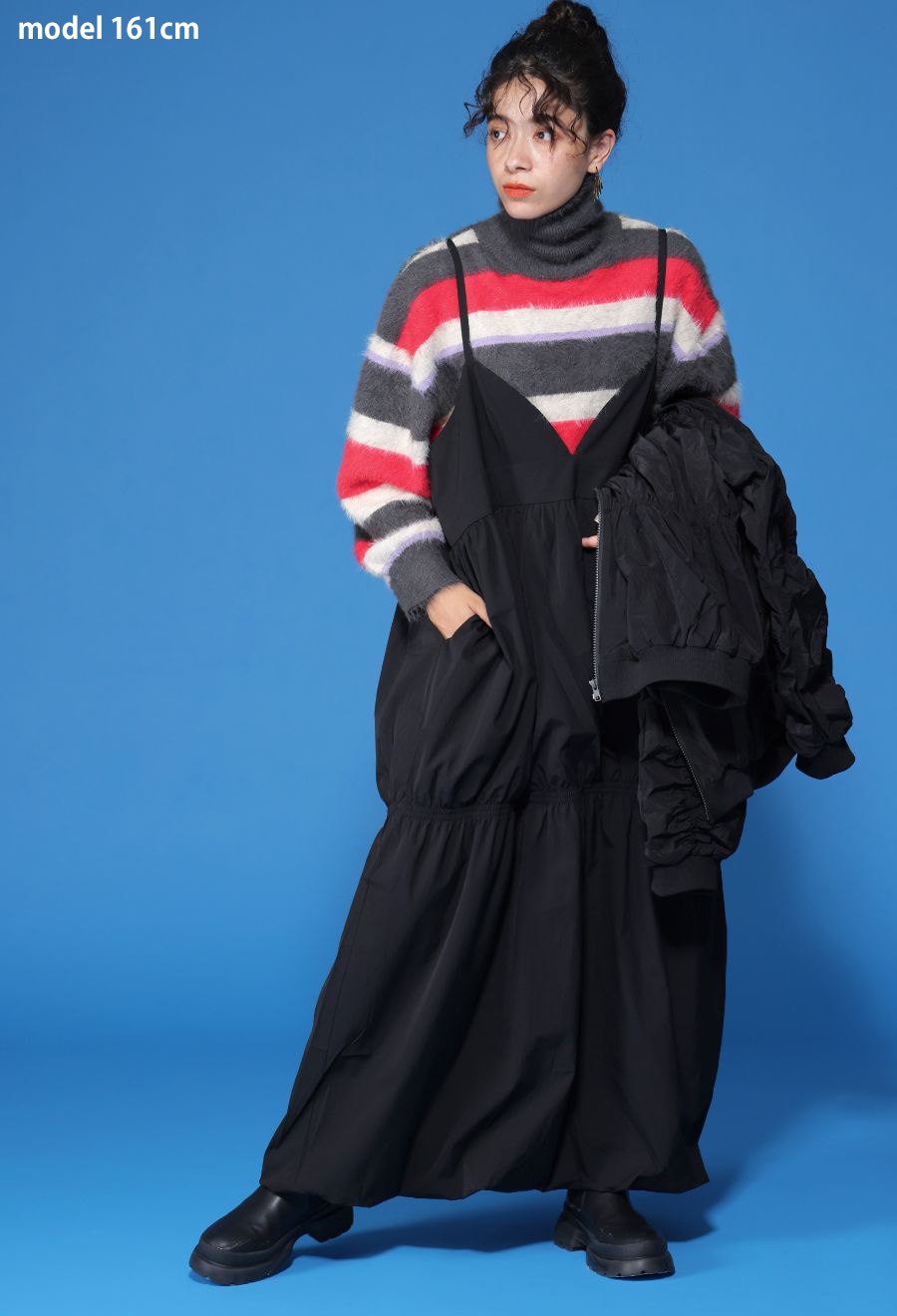 激レア　ロシニョール　カステルバジャック　コラボ　ニット　タートル　スキー シャギーボーダータートルネックニット レディース 長袖 送料