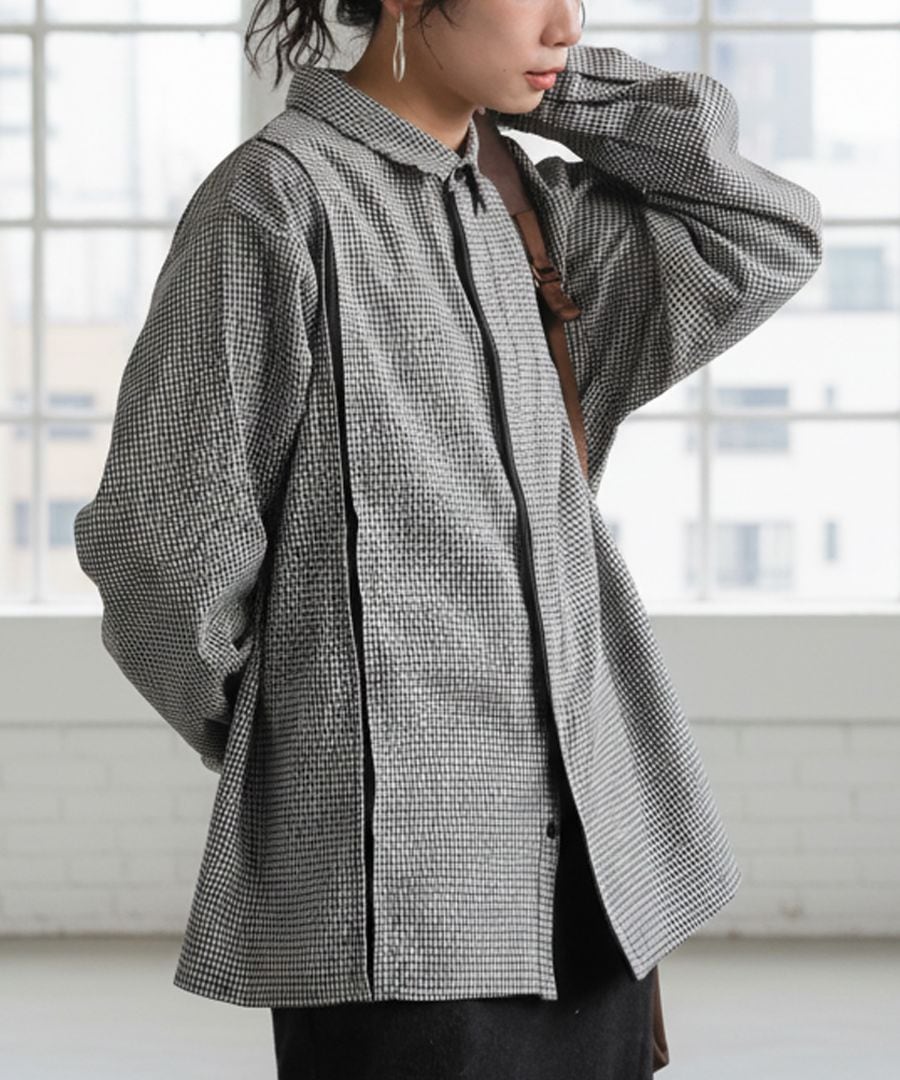【1/26超最新作】ZUMBATシャツ モノクロ千鳥柄　Mサイズ HUGO BOSS (ヒューゴボス) 千鳥柄 コットン 長袖 シャツ HB50496733