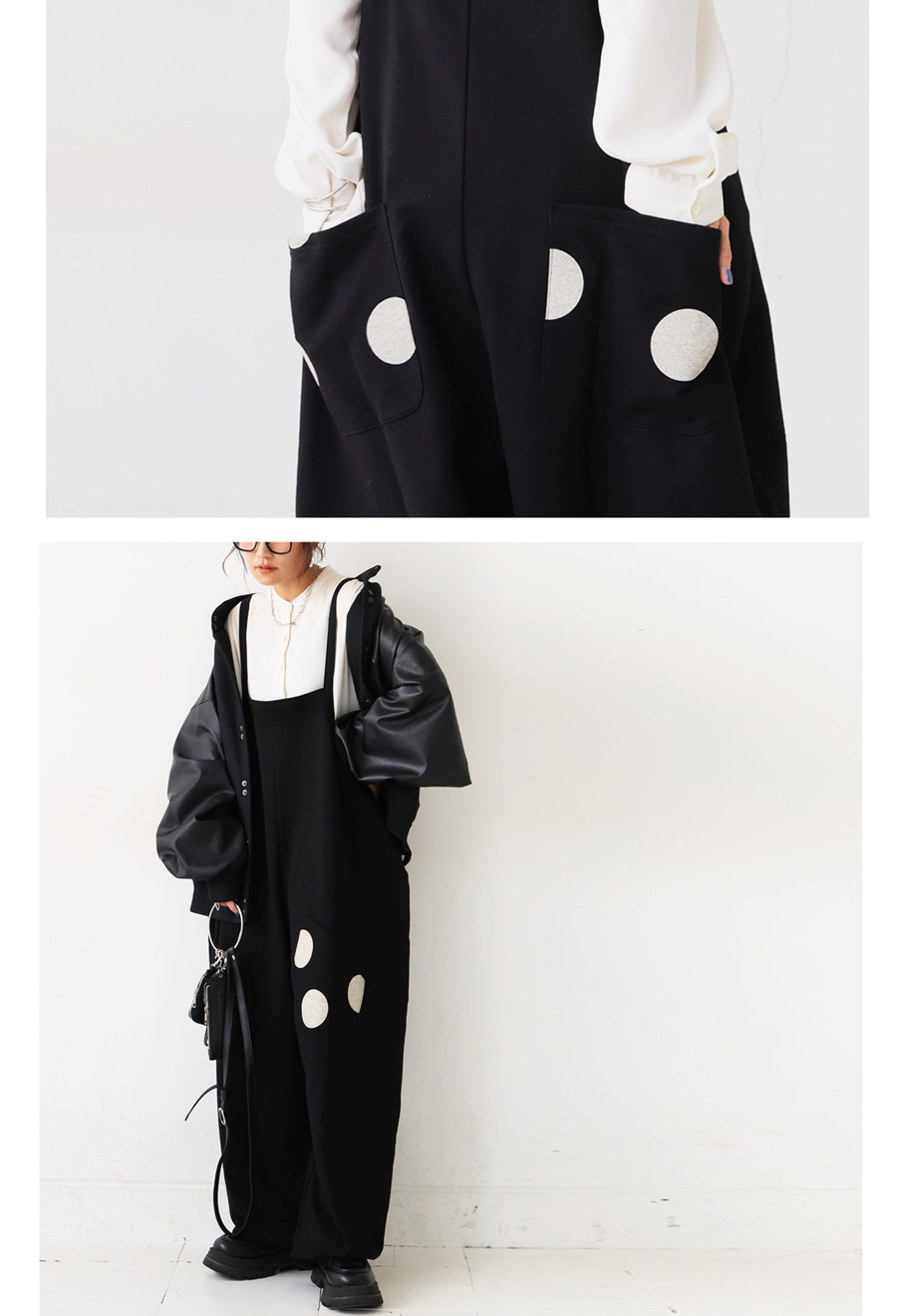 2WAY サロペット レディース ドット柄 ポケット ・再入荷 メール便不可