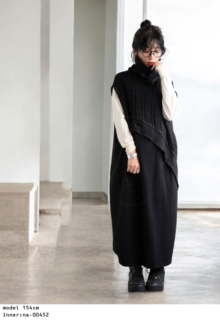 ReAmour 配色レイヤードワンピ 黒 m19142605841_1.jpg?1761933066