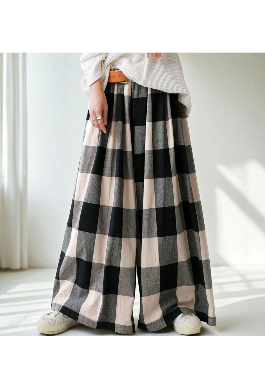 再入荷予定有!チェック柄 ワイドパンツ レディース ボトムス フレア
